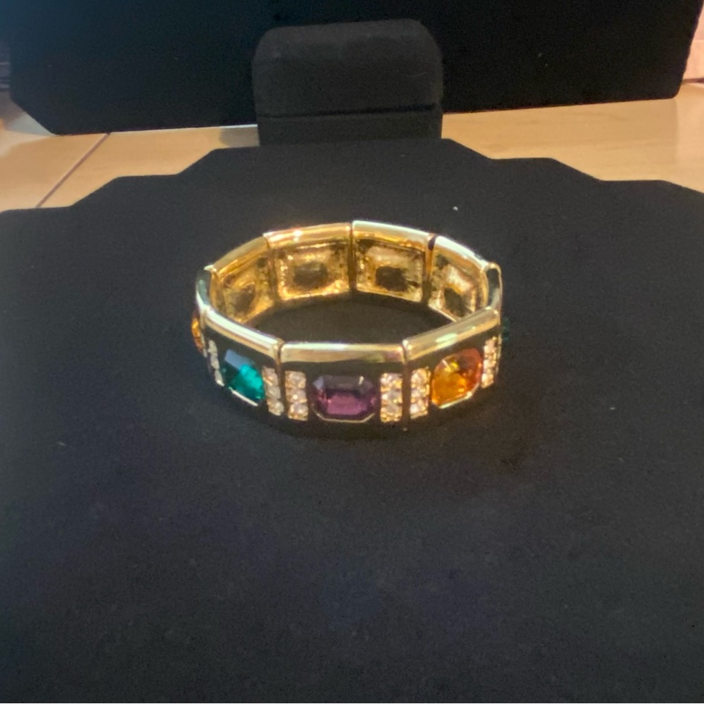 Joan Rivers Multi-color Gold-tone Stretch Bracelet with Rhinestone Accents